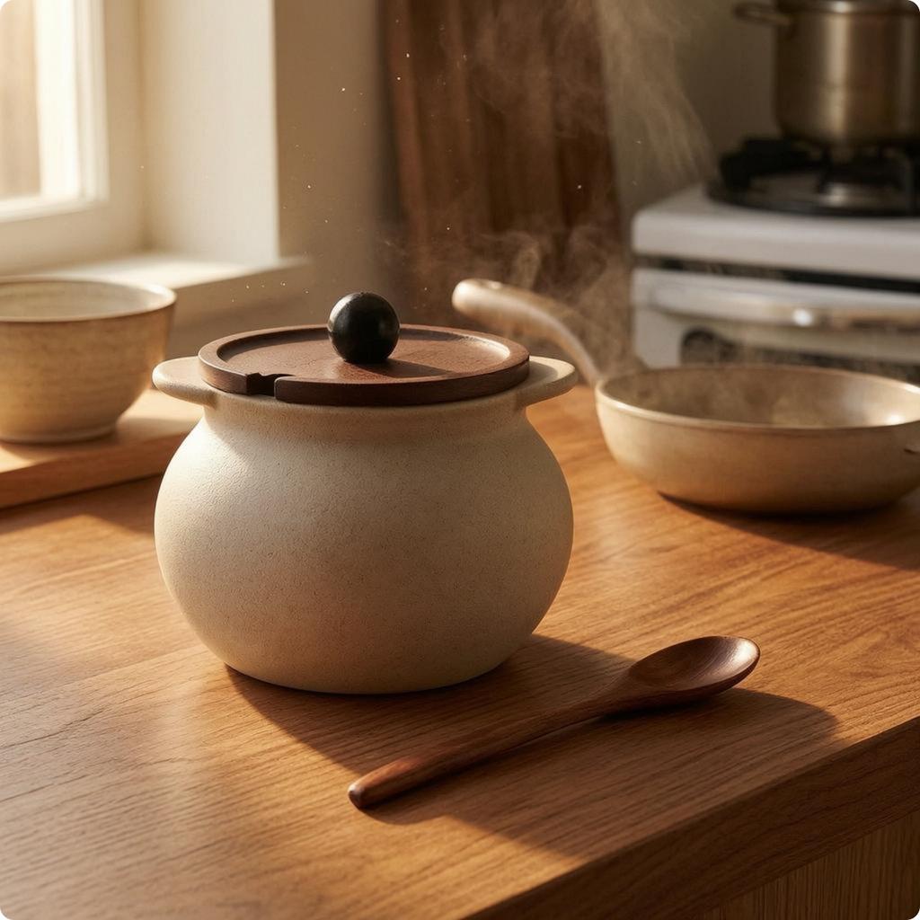 Lard Jar Ear Handles Ceramic Food Storage Jar Ceramic Canister with Lid Beige Lidded Container Easy to Clean for Kitchen