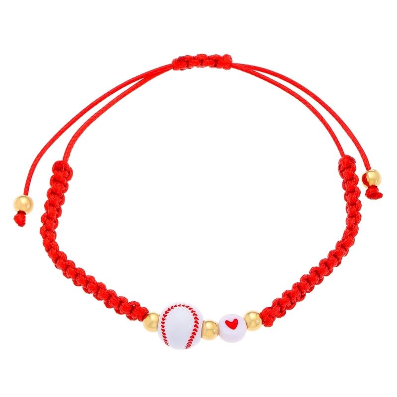 Bracelet Charm Polyvalent Sport Football Rugby Tennis Motifs de Perles Bracelet de Poignet Sportif Léger Réglable