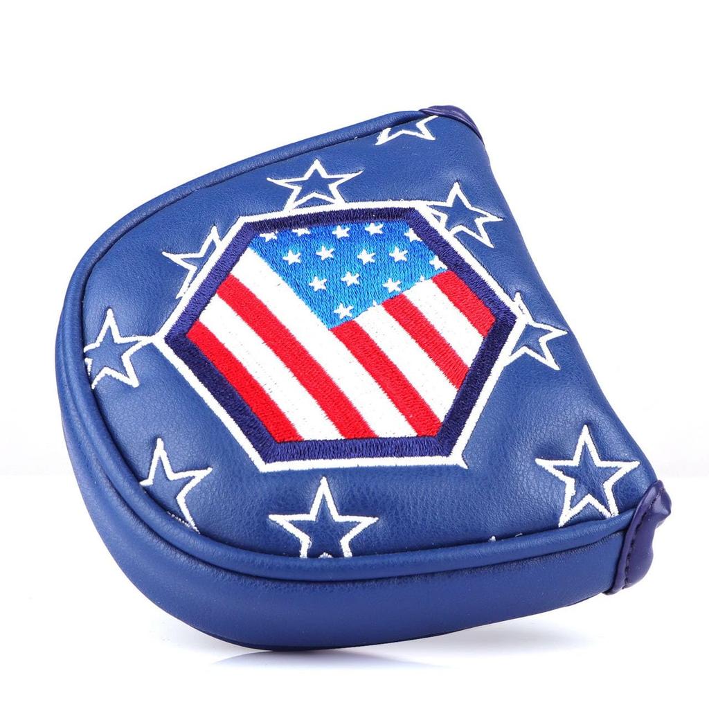 Husă pentru putter compatibilă cu Odyssey 2 Ball pentru ciocan de golf tip magnetic, compatibilă cu Scotty Cameron Odyssey pentru tip pin, USA Star Blue