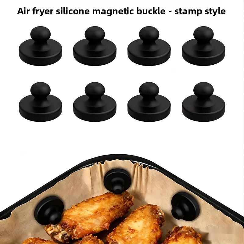 Food-Grade Heat-Resistant Magnetic Silicone Clips for Air Fryer Paper Liner Fixing, Reusable Kitchen Accessory, Multi-Color Pack