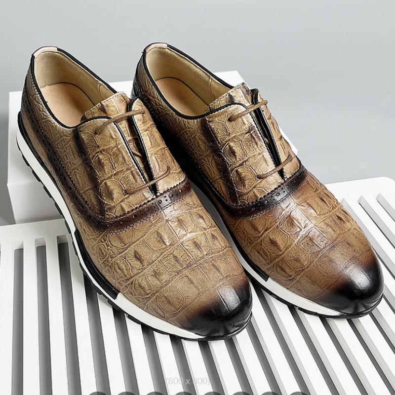 Fashion 2025 Fashion Luxury Designer Mens Oxfords Shoes Natural Cow Leather Crocodile Print Shoes B17