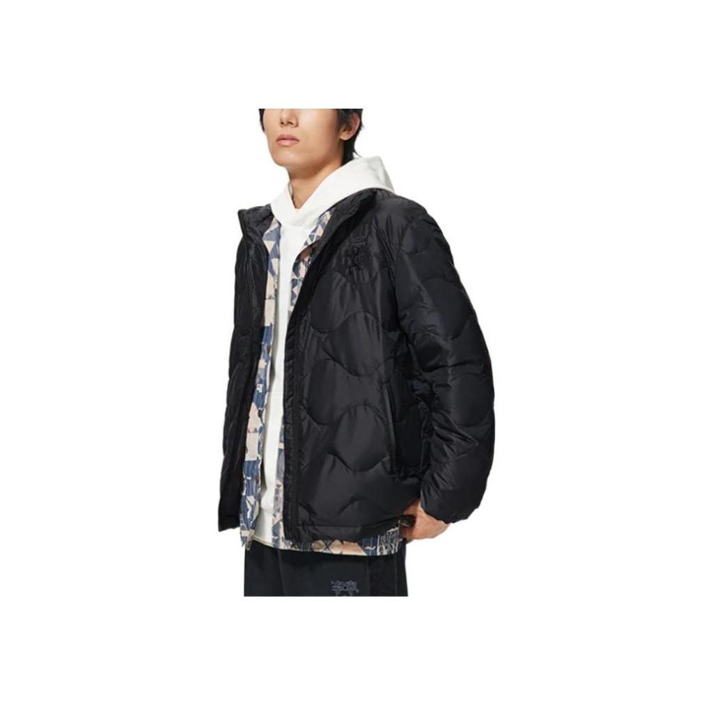 Li-Ning Sports Trend Series Solid Color Print Logo Zip Down Jacket Men Outerwear Black AYMS081-3