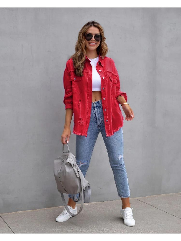 Solid Casual Loose Denim Shirts For Women Vintage Women's Oversized Shirts And Blouses Fashion Youth Female Tops