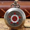 10pcs/lot Wholesale Carved Five-Pointed Star Pattern Dial Quartz Pocket Watch Necklace Pendant Gifts For Man with Fob Chain