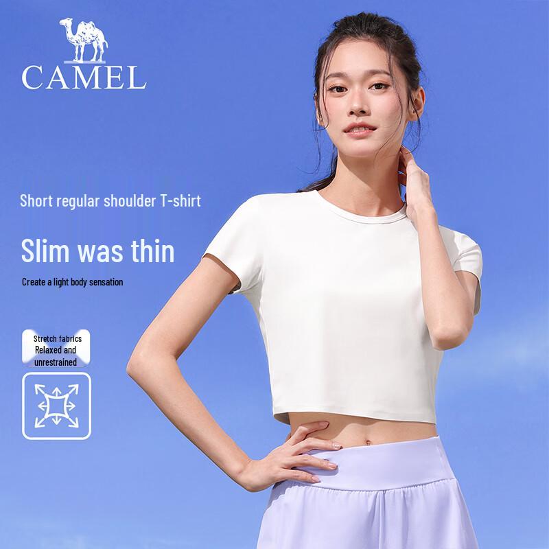 CAMEL Women s Slim-Fit High-Elastic Short Sleeve Sports T-Shirt N26BAWL6384 XL нефритовый белый