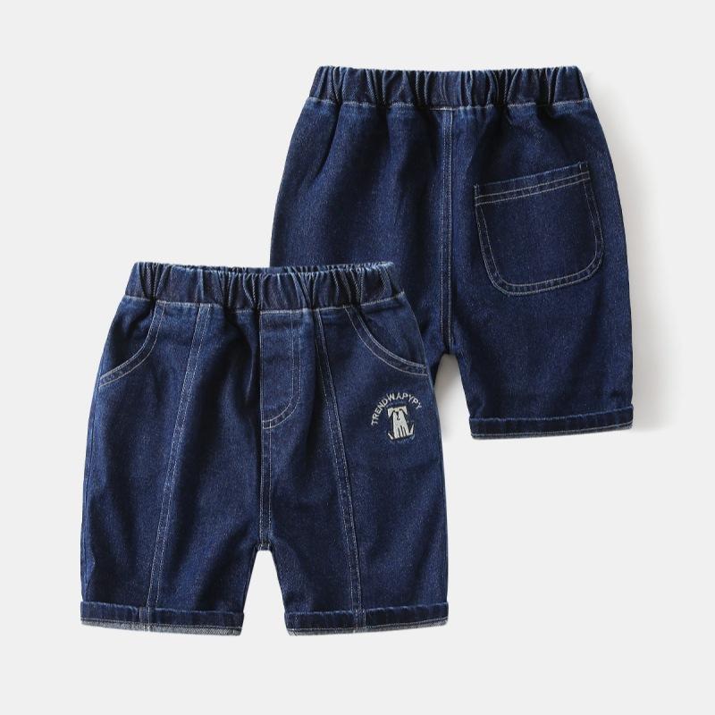 Children's Summer Wear Jeans Boys' Five Quarter Pants Korean Baby Deep Blue Denim Pants
