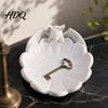 Layered Petal Snack Dish Halloween Bat Candy Dish 3D Printed Matte White PLA Jewelry Bowl Gothic Table Ornament for Entryway And Coffee Desktop