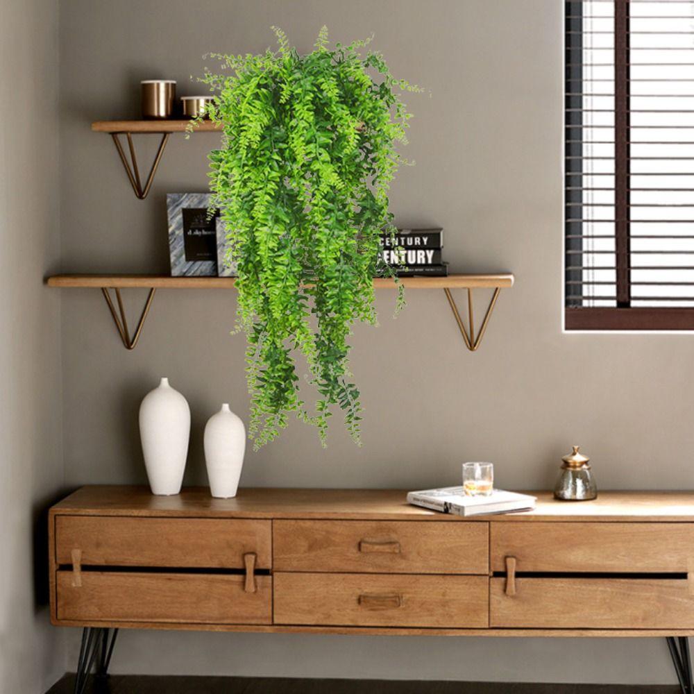 Plastic Artificial Plants Hanging Fake Vine Grass Realistic Persian Fern Leaves  Wedding Party Wall