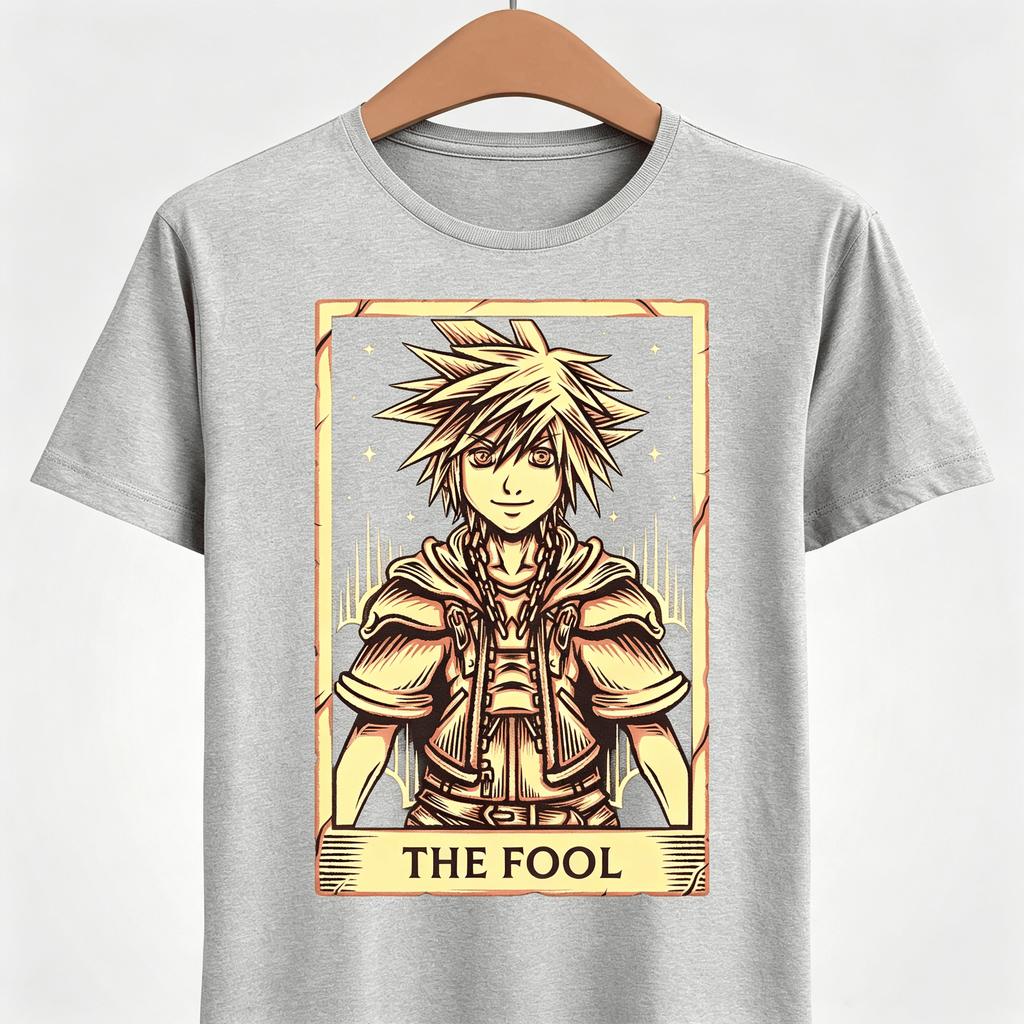Sora Tarot Card Unisex Tshirt Kingdom Hearts Video Games 2026Summer Unisexs Unisexs Street Wear Y2K Cotton Oversized Tshirt
