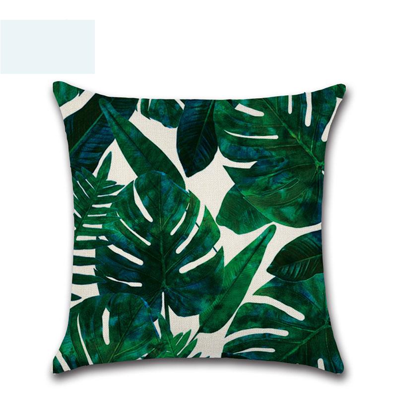 Tropical 18 Green Plant Pillow Case Cotton Sofa Cushion Cover Decorative