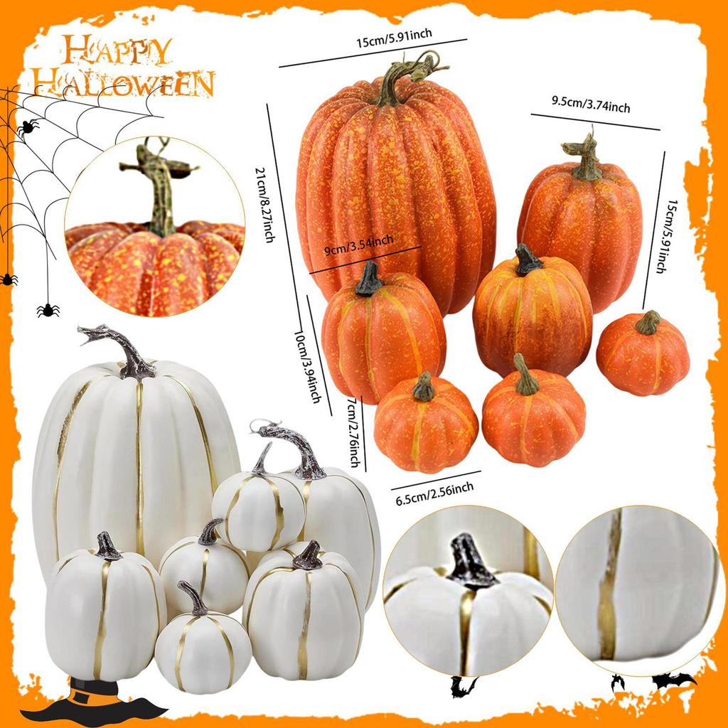 7 kusů umělých dýní jako ozdoby na střed stolu, svatba, podzim