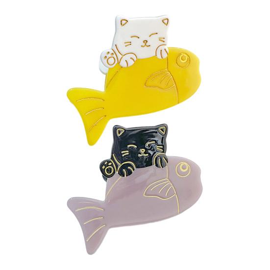 Girl Hair Clip Cartoon Cat Fish Shape Hair Claw Anti-slip Teeth Back Head Shower Hair Clip Hair Accessories