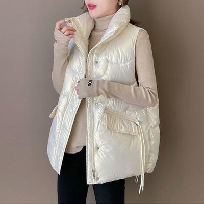 Thickened Down Cotton Vest for Women In Autumn and Winter New Fashion Trend Foreign Style Vest Bright Surface Wash Free Vest Cotton Jacket