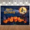 Horror Halloween Photo Background Castle Pumpkin Lantern Skull Ghost Bat Witch Black Cat Spider Web Deco Photography Backdrop5