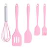 Cooking Spatula Set Silicone Baking Scraper Heat Resistant   Kitchen Utensil(Pink )