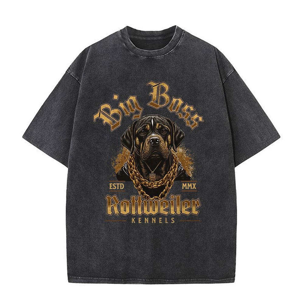 Men Washed T Shirt Oversized Streetwear Hip Hop Doberman Dog Graphic T-shirt Vintage Distressed Cotton Short Sleeve T-shirts