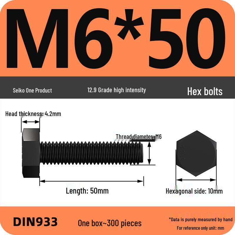 High Strength Class 12.9 Hex Bolt Set: M4-M16 Sizes