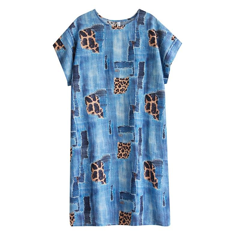 Short Sleeve Plus Size Cotton Vintage Floral New In Dresses for Women Casual Loose Long Summer Dress