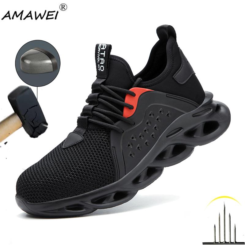 Men Protective Shoes Indestructible  Puncture-proof Men's Breathable Mesh Safety Shoes Work Steel Toe Shoes Anti-slip Shoes
