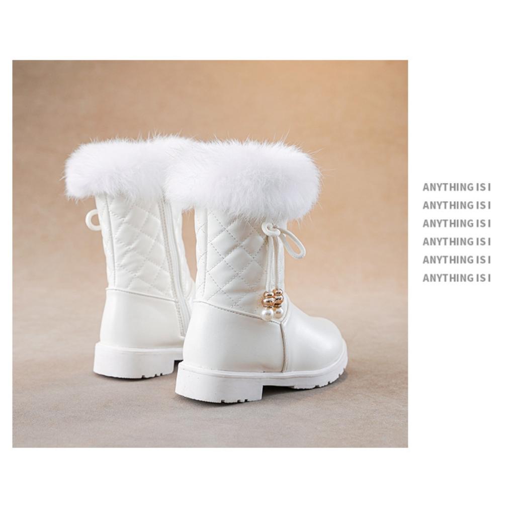 Girls' Boots, Winter Children's Mid Length Boots, Medium Size Children's and Little Girls' Thick and Warm Snow Boots