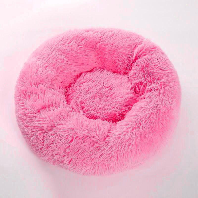 Round Warm Winter Pet Bed for Dogs & Cats - Non-Stick Hair Sleeping Nest for Small Pets