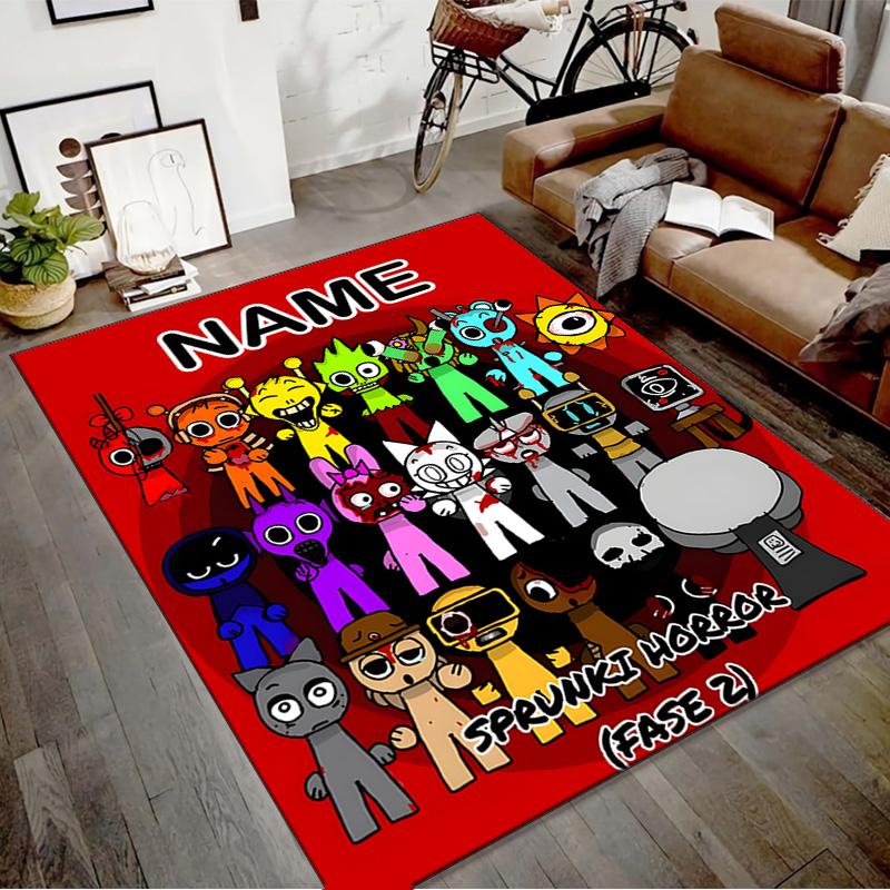 Custom SPRUNKI Mat Personalized Name, Polyester Washable Indoor Entryway Rug, Gift for Christmas, Easter, Thanksgiving Day
