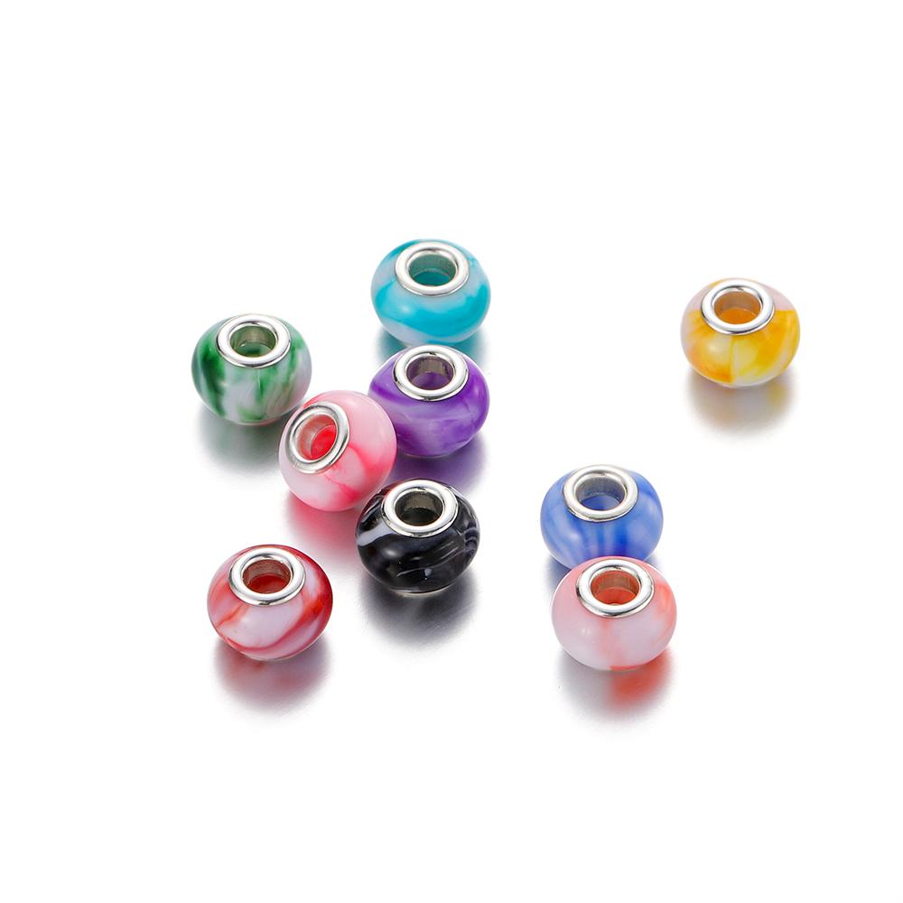 5Pcs 9-14mm Big Hole Halo Dyein Round Plastic Acrylic ABS Lmitation Pearl Beads Charm Loose Counter Jewelry Findings Making