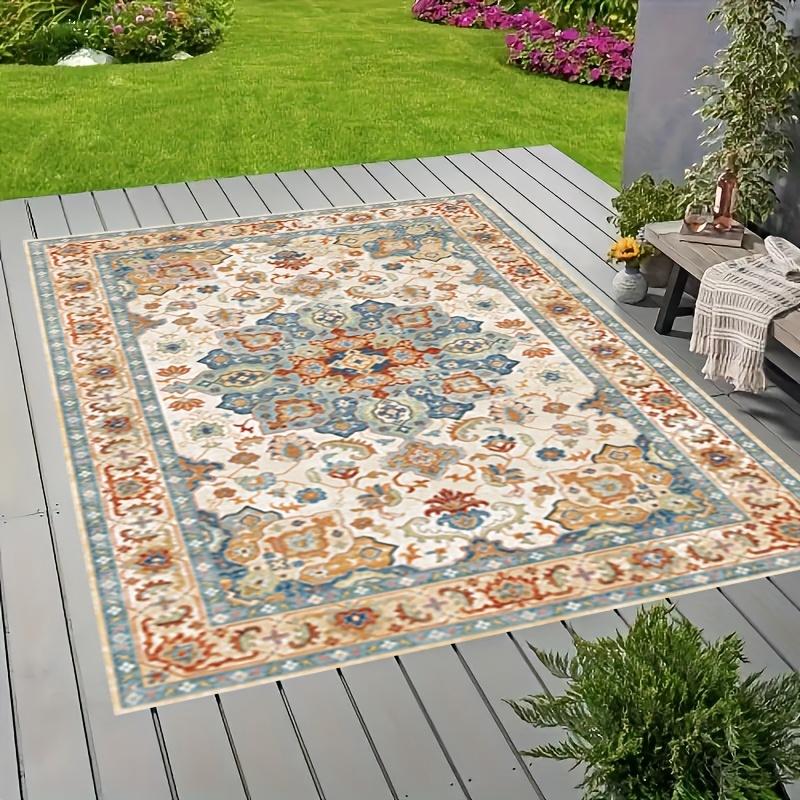 

1 piece of vintage bohemian outdoor mat, 850g/ 0.31inch thick, machine washable soft cotton patio mat, lightweight rectangular rug, suitable for RV 120*180cm（47.2Inch*70.8