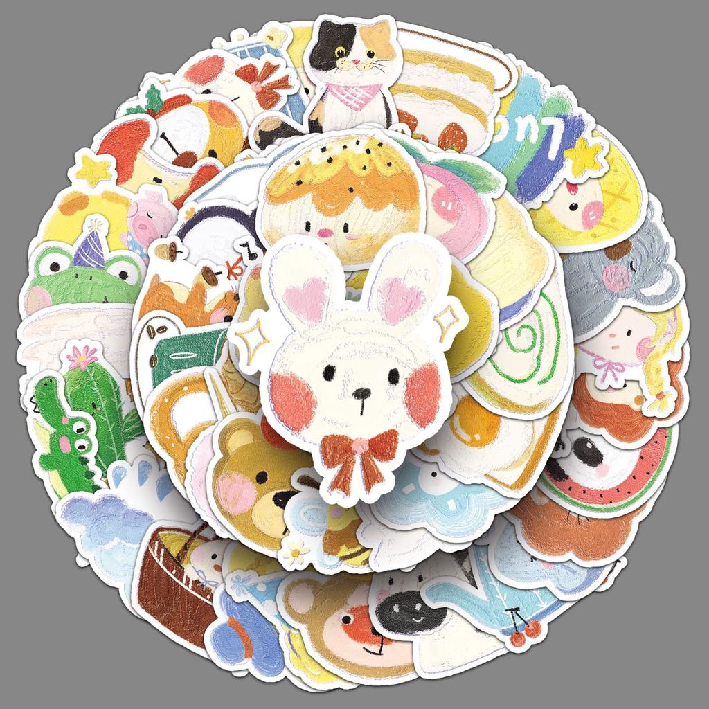 50 Ölgemälde Graffiti Aufkleber Cartoon Niedlich Handgemalt Guka Dekorative Handyhülle Handkonto Schreibwarenaufkleber