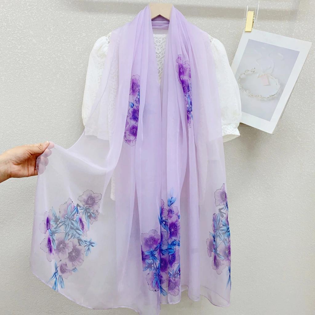 Luxury Silk Scarf Hijab Women Soft Warm Pashmina Neck Beach Stoles  Head Scarves Echarpe Shawl Large Wrap Echarpe Bandana
