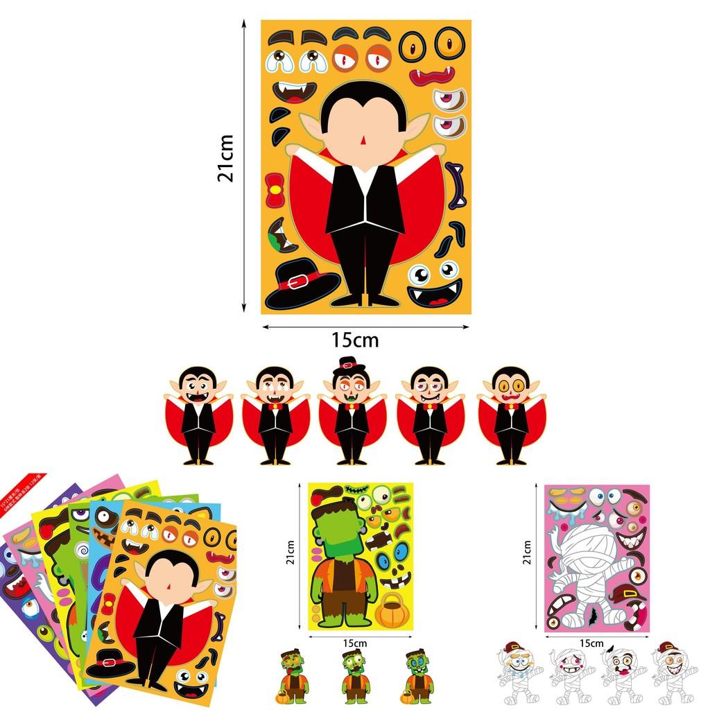 Colorful Xh061 Halloween Diy Pumpkin Puzzle Stickers For Kids Crafty Decor