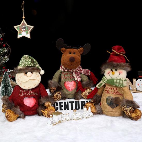 Julklappspåse Dragkedjedesign Stort Utrymme Återanvändbar Tyg Godispåse Snögubbe Jultomte Älgmönster Högtidlig Favörpåse