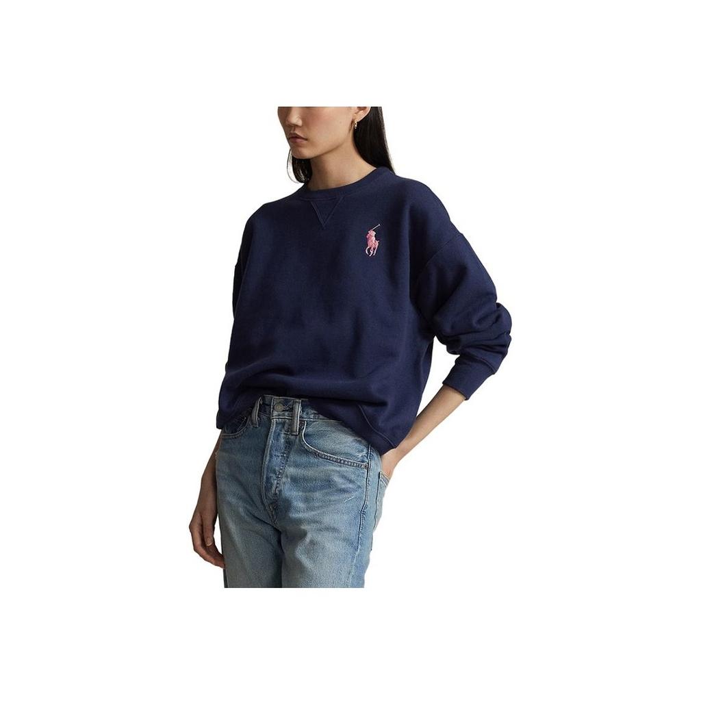 Polo Ralph Lauren FW23 Logo Embroidered Crew Neck Loose Regular Long Sleeve Sweatshirt Women sweatshirt Navy-Blue WMPOKNINFB20588-410