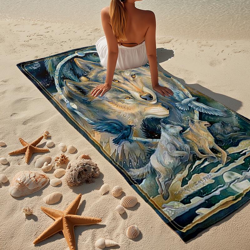 Wolf Pack Wilderness Beach Towel, Super Soft Microfiber, Gift for Her/Him, Birthday, for Pool, Beach, Travel, Home Decor Fan gifts