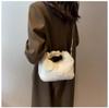 Women Faux Fur Handbag Solid Color Plush Top-Handle Bag Adjustable Shoulder Strap Comfortable Ladies Girls Trendy Bag