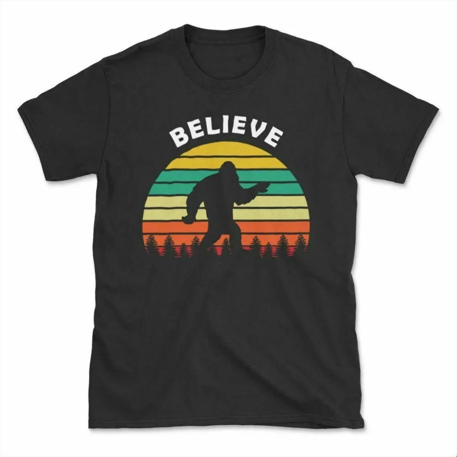 

Believe In Big Foot Tshirt Funny Sasquatch Wilderness T-Shirt Summer Cotton Short Sleeve O-Neck Men s T Shirt New S-3XL S чёрный