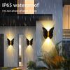 Solar Powered Lamp Butterfly Shaped LED Outdoor Wall Light Waterproof Beautiful Decoration Courtyard Garden Wall Energy Saving