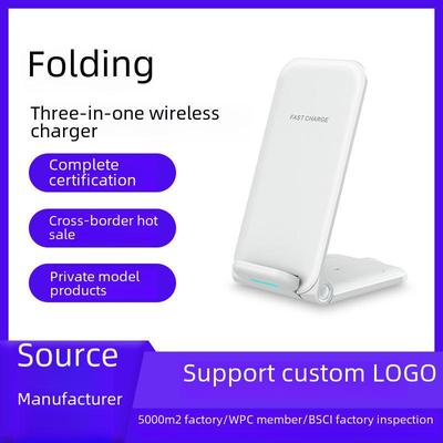 Încărcător Wireless Vertical Pliabil 3-în-1 de 15W pentru Apple iPhone 14, Căști și Ceas