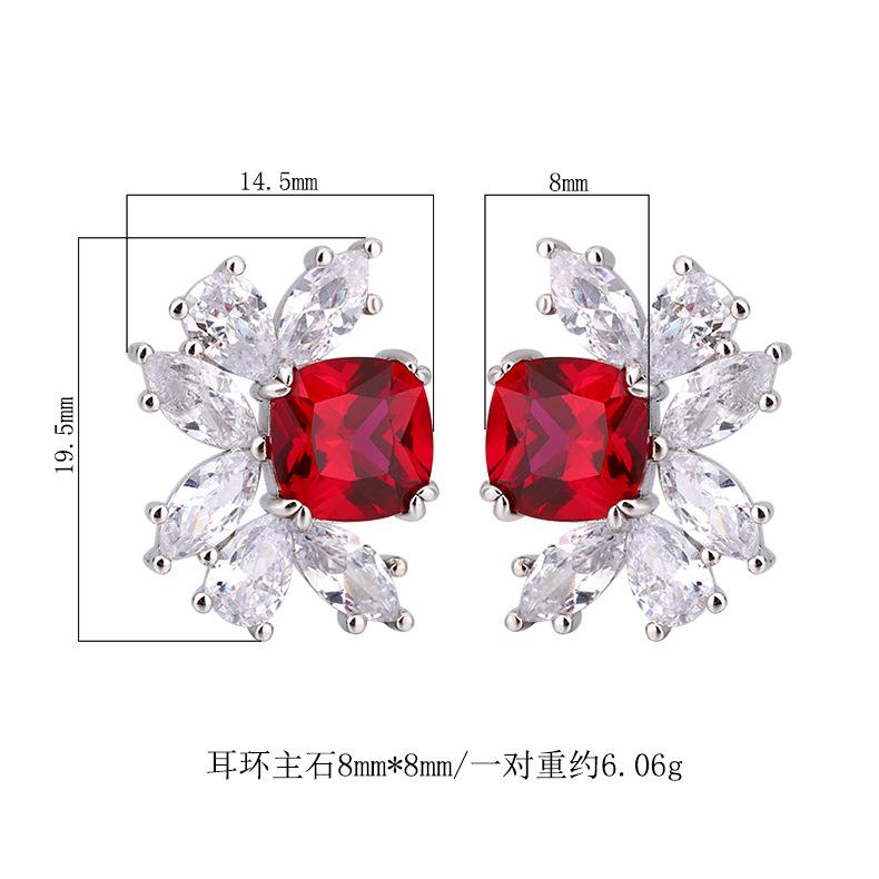 New Earring Accessories With Purple Light Will Change Color Red Corundum Sparkling Earrings S925 Silver Needle Fashionable High-end