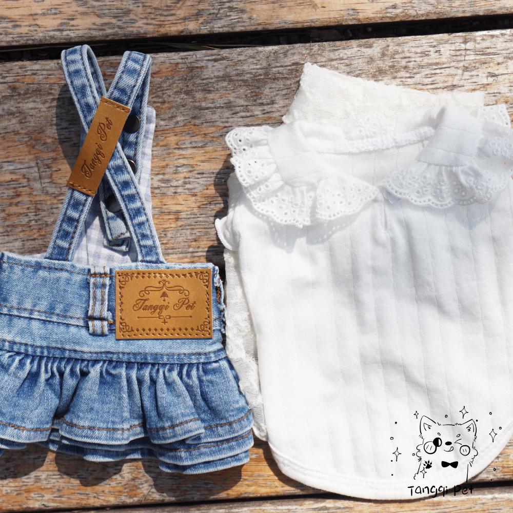 Japansk Mode Husdjurs Overaller: Klassisk jeanskjol för katter och hundar
