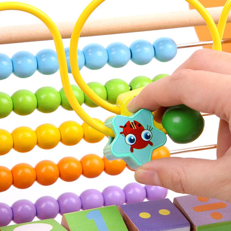 Wooden Children Beaded Around Beads Toys Early Education Building Block Calculation Rack 1 Year Old 3 Girls Educational Enlightenment Education