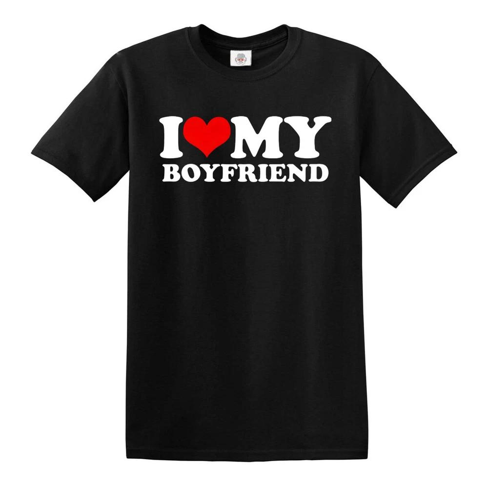 Funny I Love My Boyfriend Heart Gift Joke Novelty Unisexs TShirts Tee Top