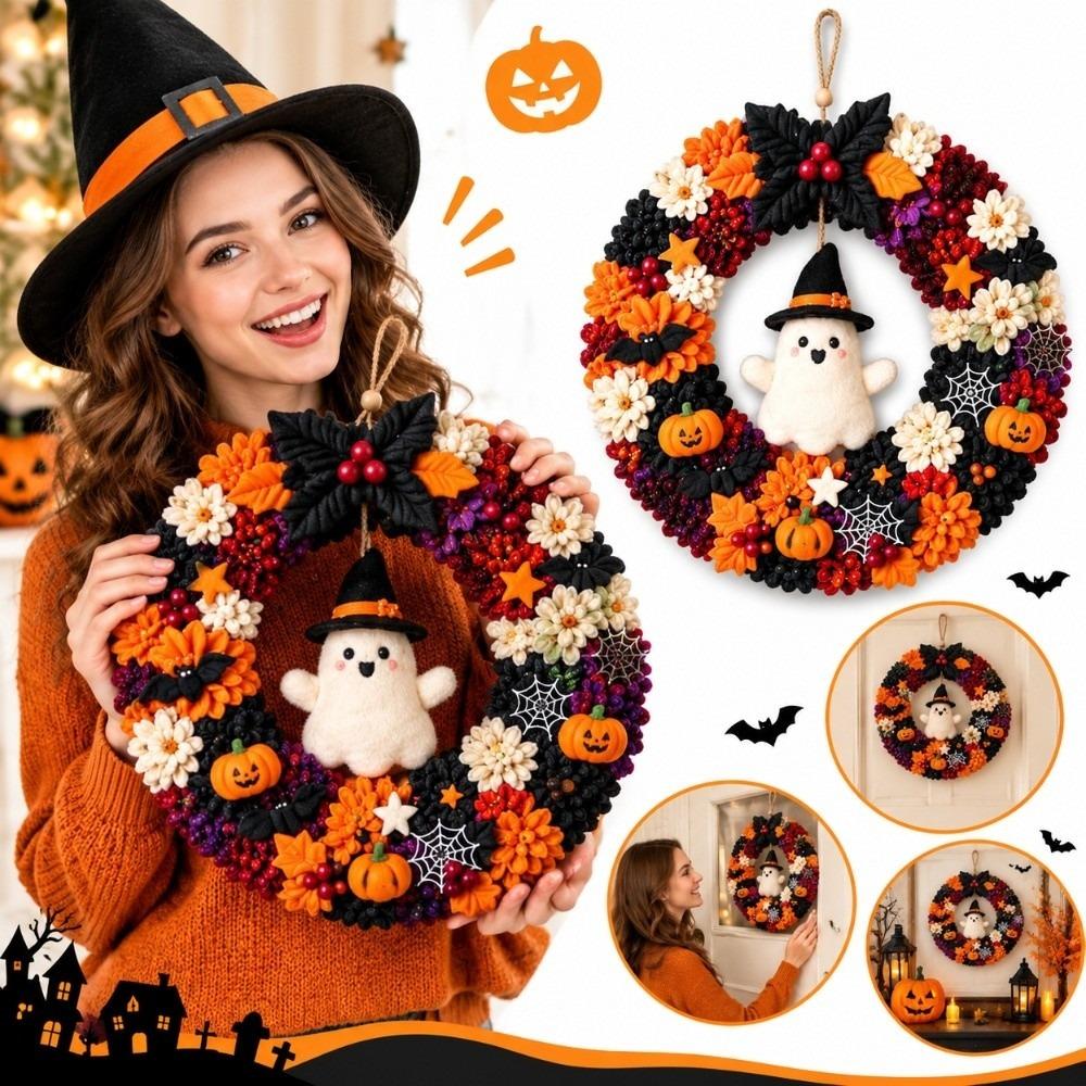 1 Set 3D Layered Texture 3D Fabric Wreath Lightweight Handmade Stuffed Wreath  Home Decoration