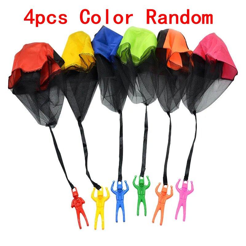 

4Pcs Color Assorted Hand Throwing Parachute Flying Toys For Kids Educational Outdoor Games Sports Entertainment Tactile Play