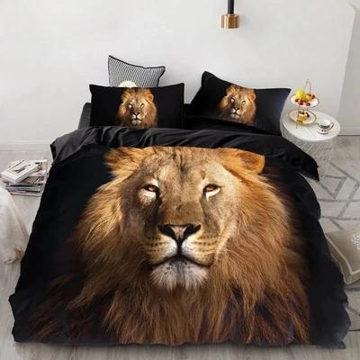 Wolf Tiger Lion Animal Pattern Bedding Sets Home Bedclothes Super King Cover Pillowcase Comforter Polyester Bedding Set