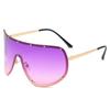 Oversized Rimless Shield Sunglasses Women Men New One Piece Lens Visor Mask Windproof Black Big Sun Glasses Shades Unique UV400