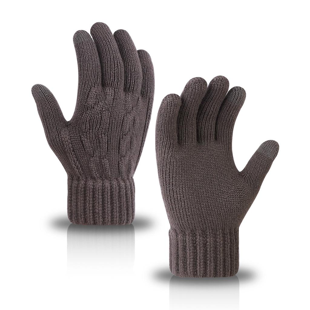 Neue warme Herbsthandschuhe für Damen und Herren, gestrickt, mit Samt gefüttert, winddicht und kältefest, Fingerhandschuhe