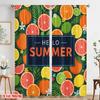 2pcs 2D Flat Printing Scene Curtain Summer Fruits Floral Vibes Polyester Without Electricity Festive Wall Decor for Holiday