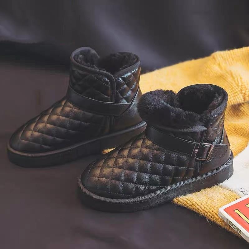 

New snow boots women s leather surface waterproof 2025 autumn and winter new warm small cotton shoes thick sole velvet thicker 40