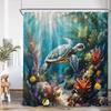 Sea Animals Shower Curtain 3D Dolphin Turtle Octopus Jellyfish Undersea World Bathroom Decoration Kids Polyester Bathtub Curtain